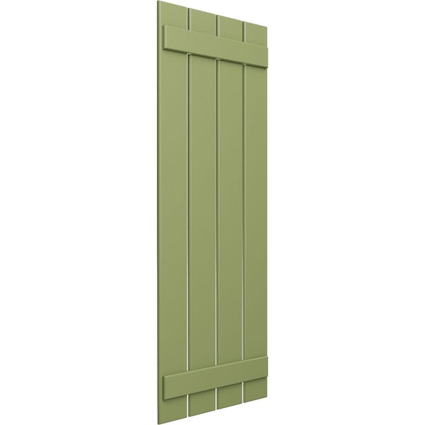 True Fit PVC Four Board Spaced Board-n-Batten Shutters, Moss Green , 23W X 47H